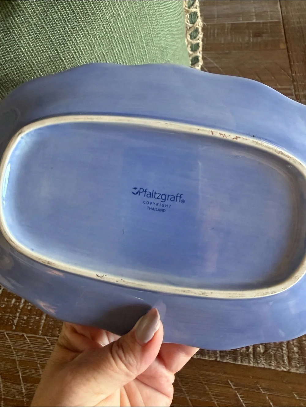 Pfaltzgraff Summer Breeze Blue Oval Serving Platter Vintage Stoneware